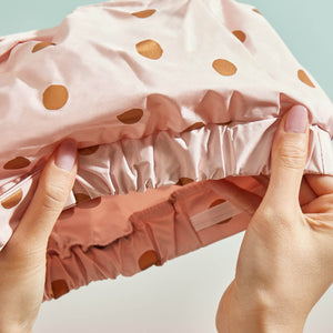 Duschhaube - rosa mit Punkten