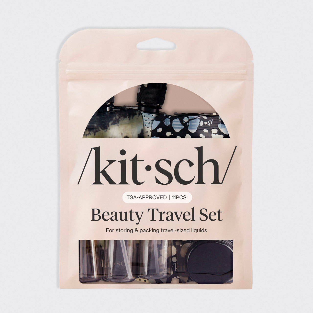 Frascos de viagem para produtos de higiene pessoal 11 unidades - Preto e marfim