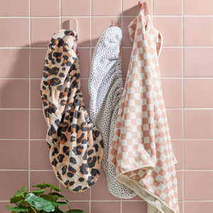 Kitsch Microfiber Hair Towels in Leopard and Micro Dot with XL Wrap collection shot