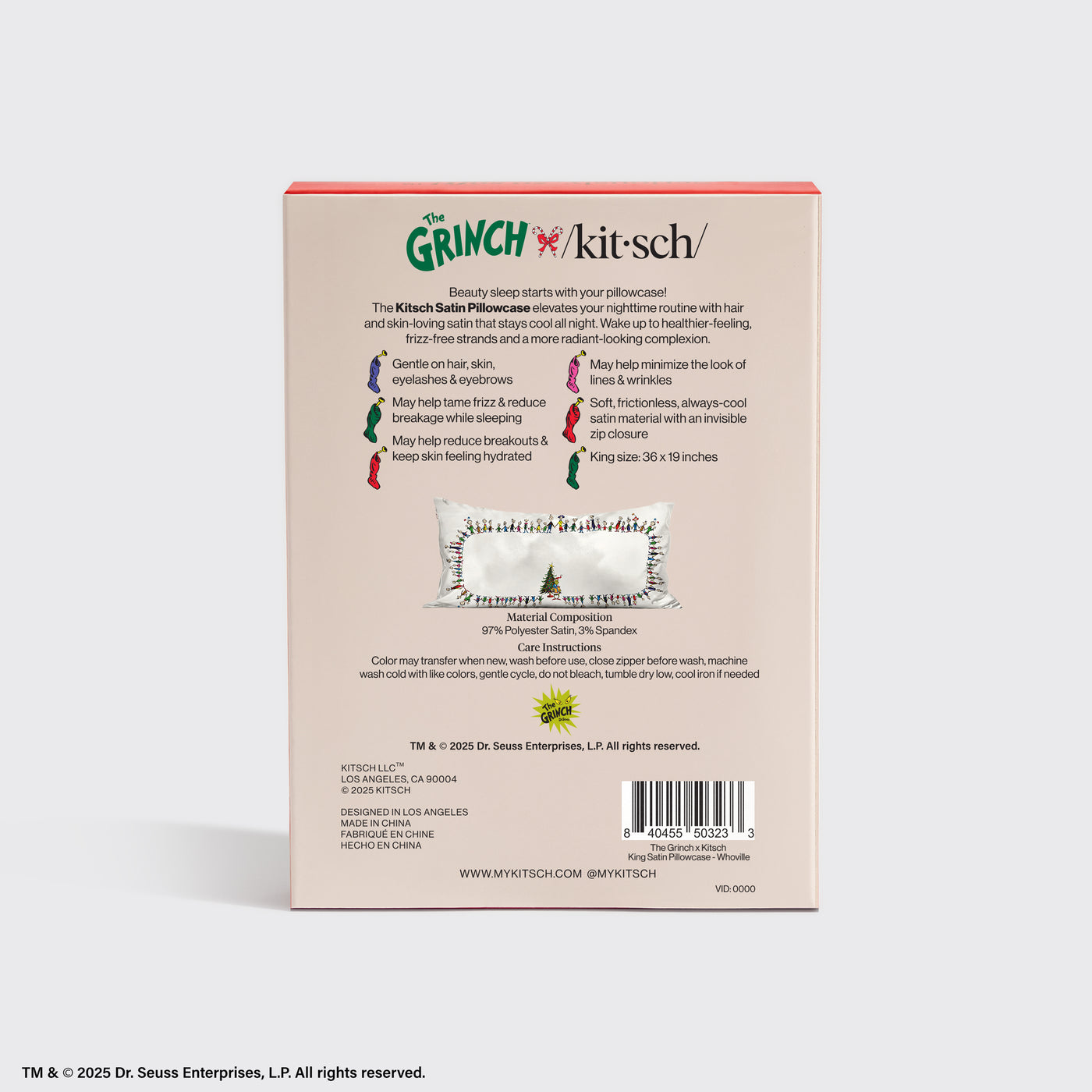 The Grinch x Kitsch Satin-Kissenbezug in Whoville - King