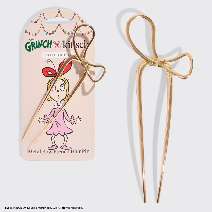 The Grinch x Kitsch Gold Bow French Hair Pin