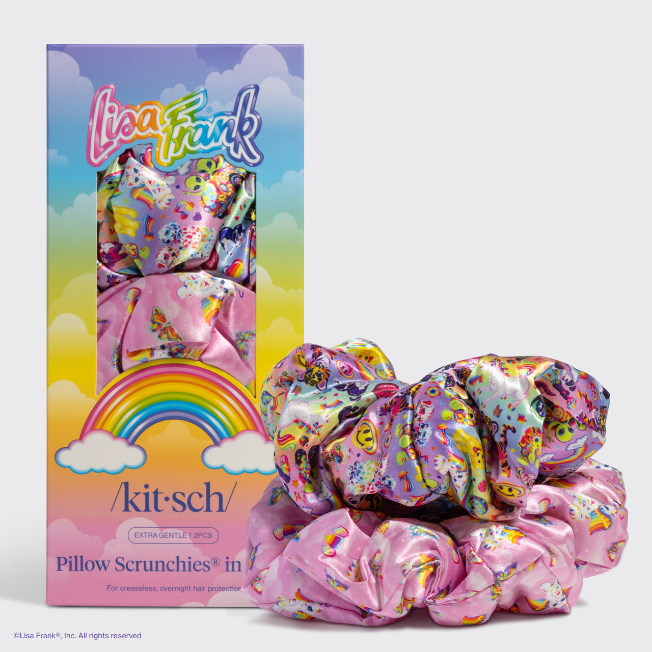 Lisa Frank x Kitsch Pillow Scrunchies® de satén - The fantastic world of Lisa Frank