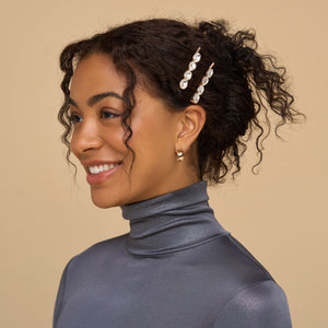 Épingles à cheveux avec pierres précieuses blanches