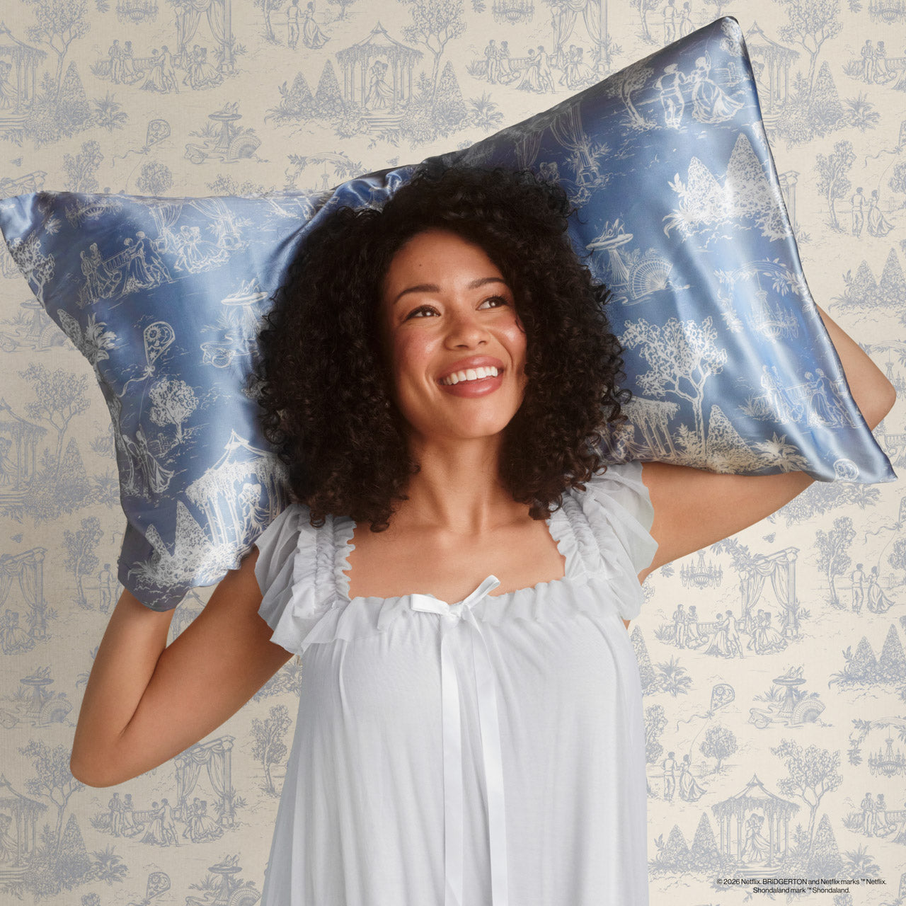 Bridgerton x Kitsch Satin Pillowcase in Garden Toile - King