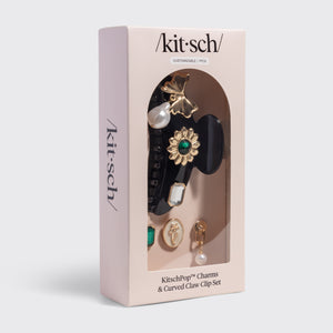 KitschPop™️ Curved Claw Clip & Charms in Vintage Black