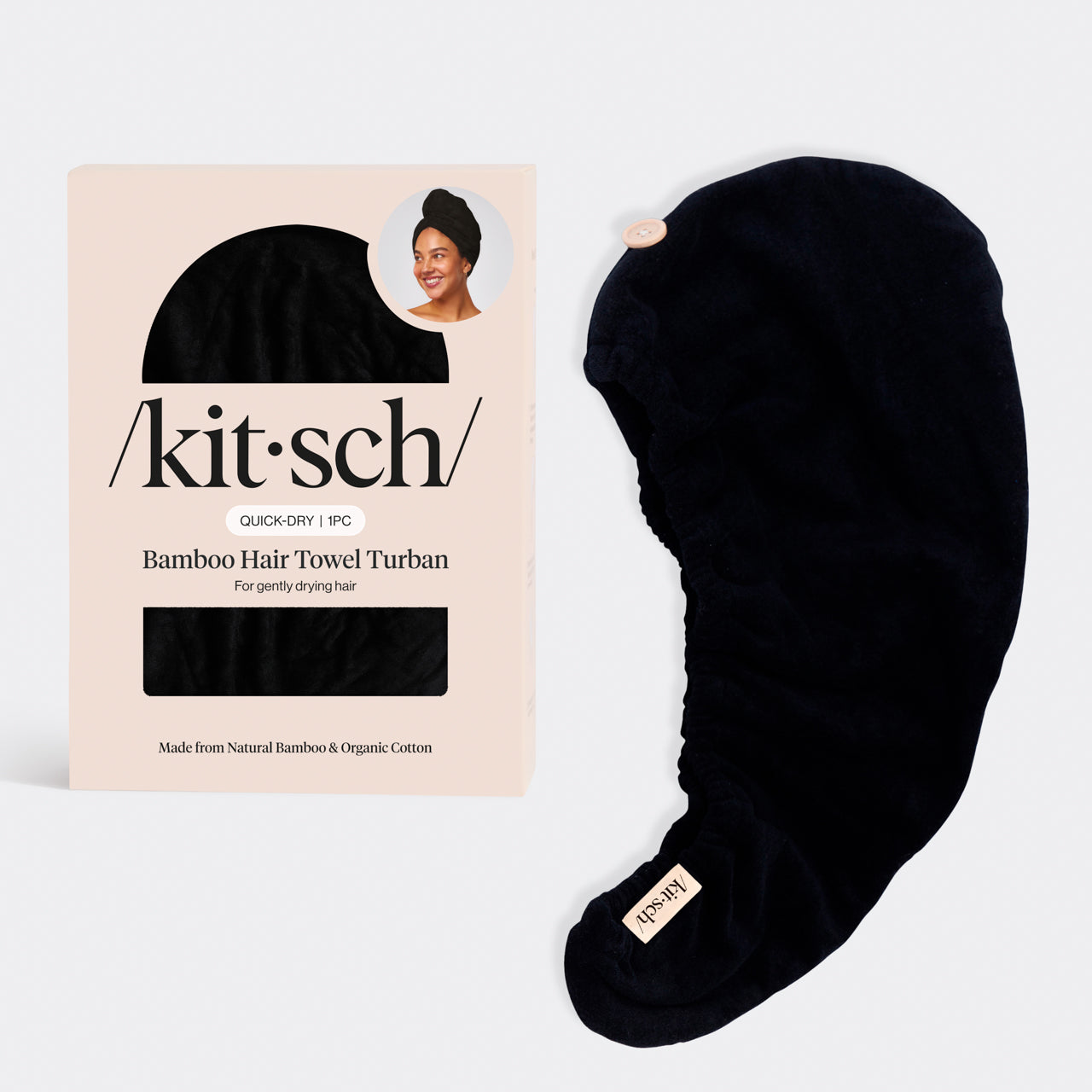 Οικολογική πετσέτα μαλλιών - Μαύρη