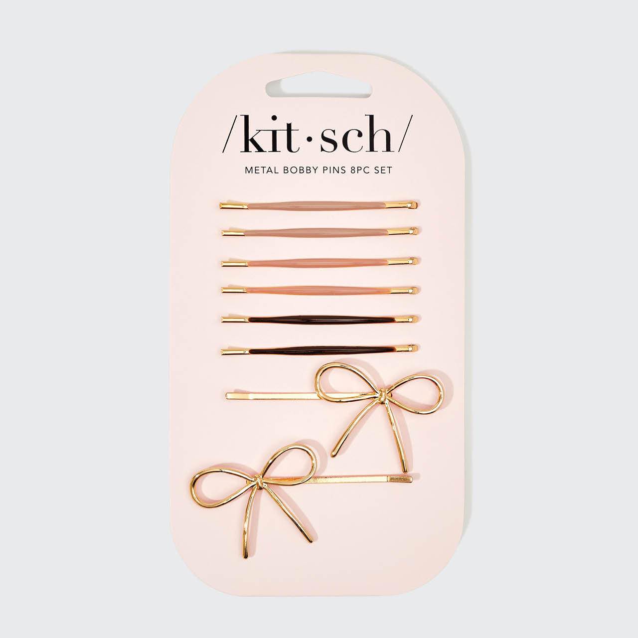 Metal Enamel Puffy & Bow Bobby Pins 8pc Set- Rosewood