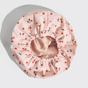 Bonnet de douche en satin - Cerises
